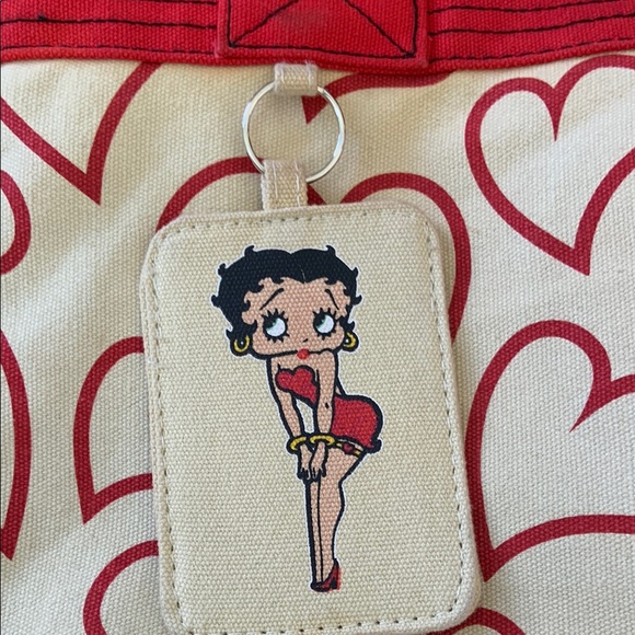 Betty Boop Red Heart Print Canvas Tote Bag Retro Y2K - Picture 10 of 16